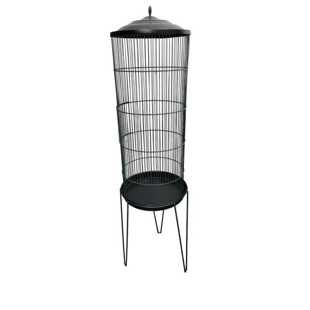 1960s Hendryx Style Cylinder Bird Cage on Hairpin Legs For Sale - Image 4 of 10