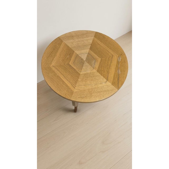 20th Century Vintage Round Wooden Coffee Table with Lower Shelf, 1940s For Sale - Image 11 of 13
