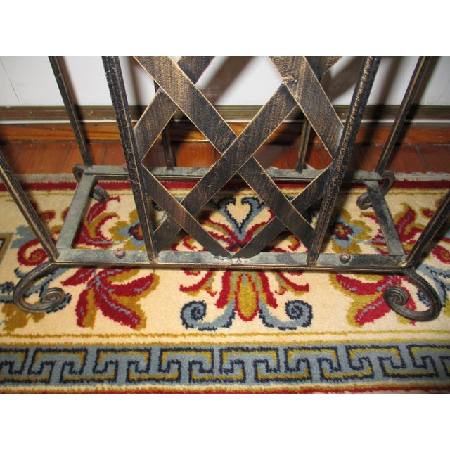 1980s Vintage Standing Metal Torch Candle Stand with Grape Leaf Design For Sale - Image 10 of 12