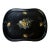 Vintage Black Tole Tray With Shells and Flowers For Sale