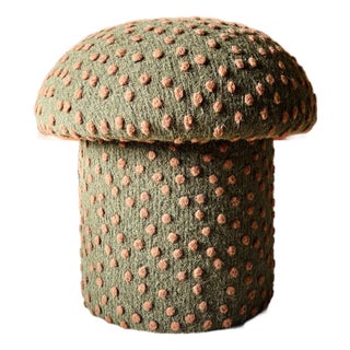 Mushroom Ottoman in Sequoia Wool Dot For Sale
