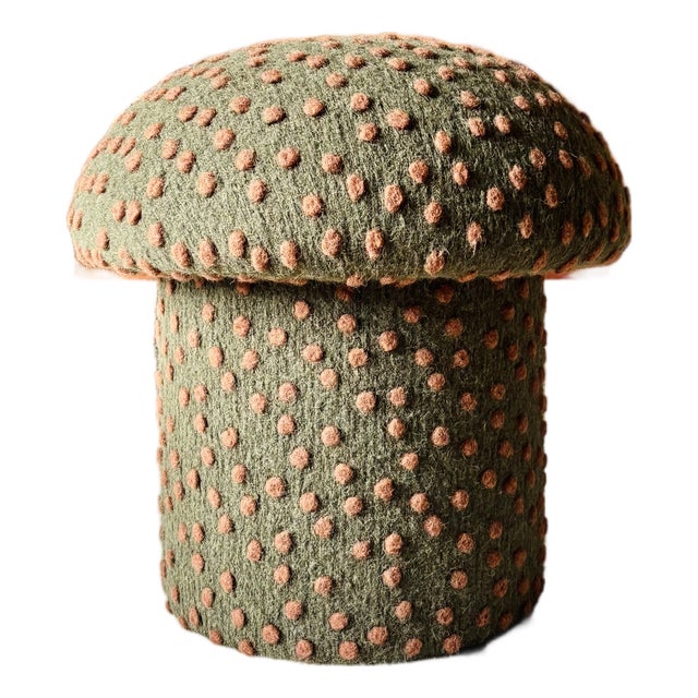Mushroom Ottoman in Sequoia Wool Dot For Sale