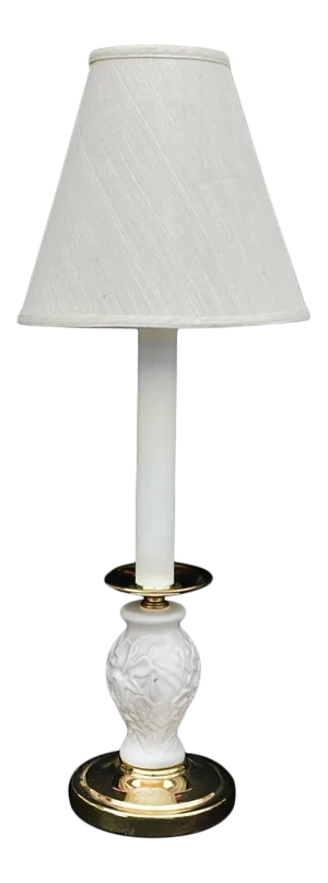 Vintage Lenox White Porcelain Classical Boudoir Table Lamp