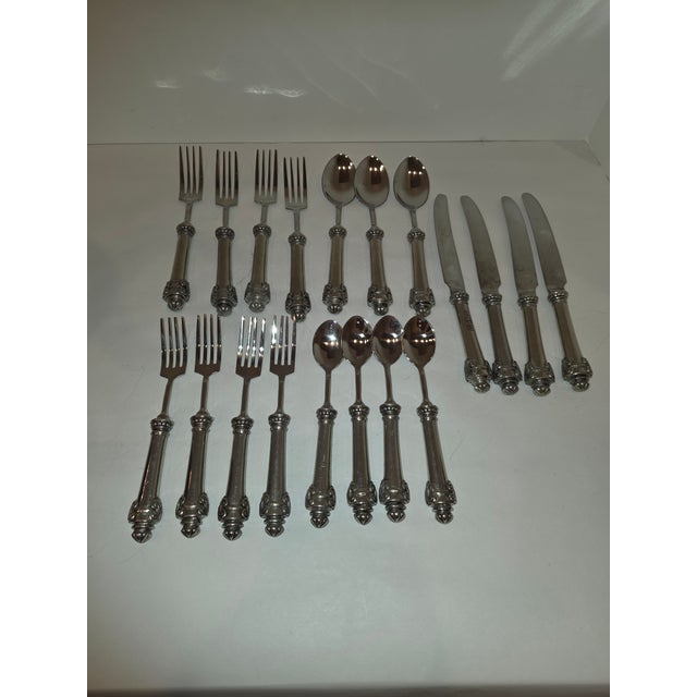 1990s Vagabond House Pewter and Stainless Flatware Medici Pattern 19 Pieces For Sale - Image 12 of 12