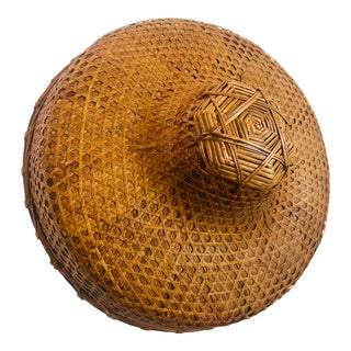 1950s Vintage Woven Rickshaw Coolie Rattan Hat For Sale