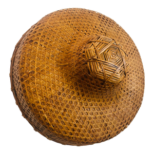 1950s Vintage Woven Rickshaw Coolie Rattan Hat