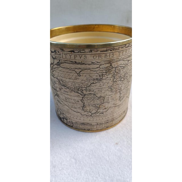 Metal Vintage Ice Bucket with Geographical Map, 1970s For Sale - Image 7 of 14