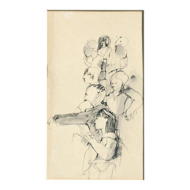 David Rosen "The Sketch Class" Figurative Pen and Ink Illustration circa 1960s-70s For Sale