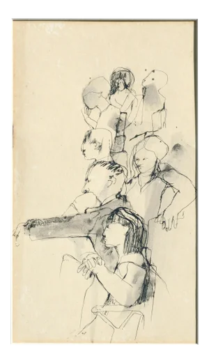 David Rosen "The Sketch Class" Figurative Pen and Ink Illustration circa 1960s-70s