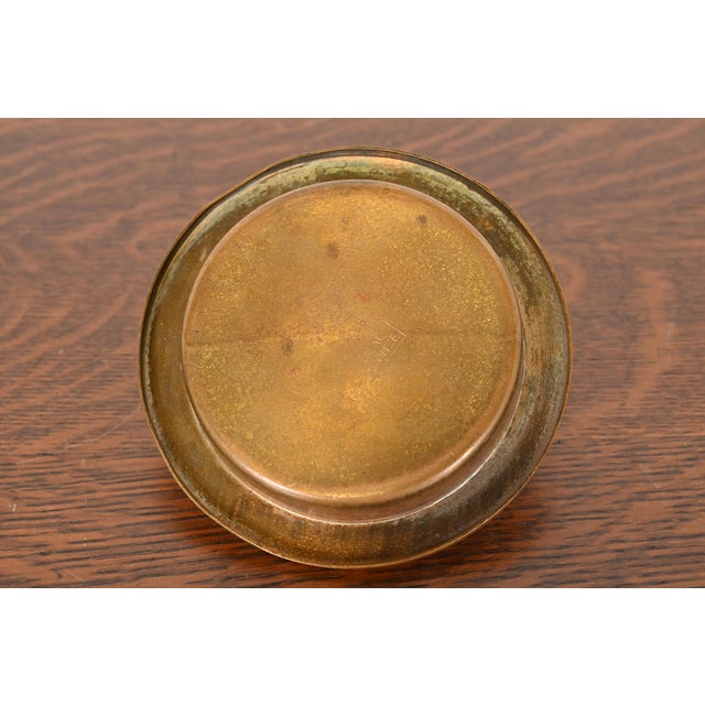 Bronze Silver Crest Arts & Crafts Nautical Bronze Ashtray With Match Box Holder For Sale - Image 8 of 11