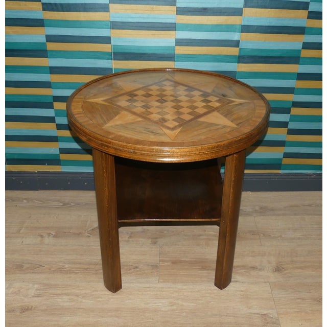 Vintage Chessboard Table with Shelf and Glass Top, 1950s For Sale - Image 4 of 11