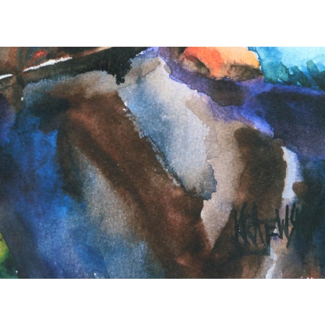 Outsider Folk Art Racing Horse and Jockey Portrait Watercolor by Ron Krajewski For Sale - Image 4 of 6