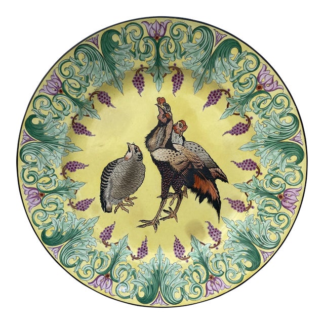 Large French Platter Rooster Choisy Le Roi, Circa 1840 For Sale