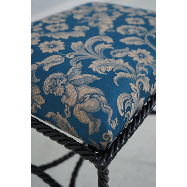Pair Rope Twist Iron Newly Upholstered Benches For Sale - Image 4 of 12