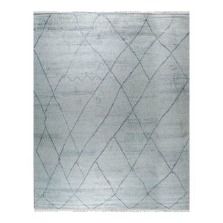 4x8 Penelope Diamond Silver Geometric Modern Hand Knotted Wool Carpet Rug For Sale