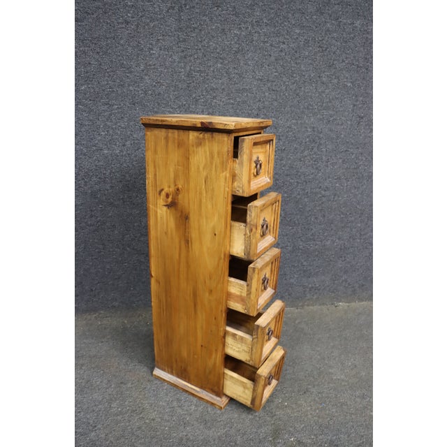 Wood Late 20th Century Southwestern Style Pine Tall Chest of Drawers For Sale - Image 7 of 7