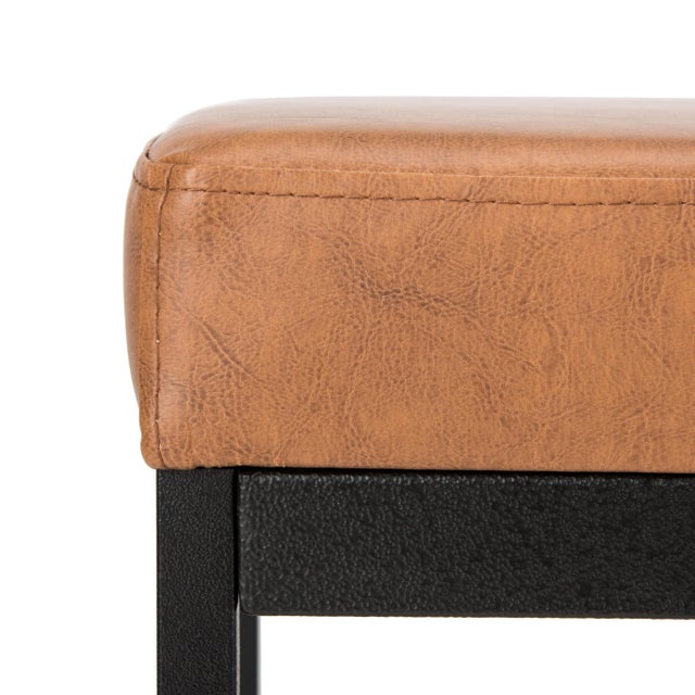 2020s Faux Leather Bench in Brown For Sale - Image 5 of 8