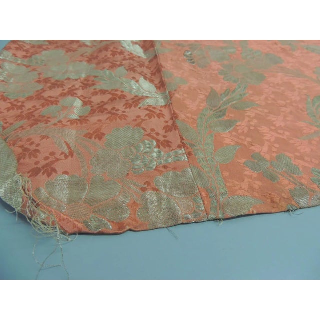 French Antique Orange & Silver French Woven Textile Panel For Sale - Image 3 of 6