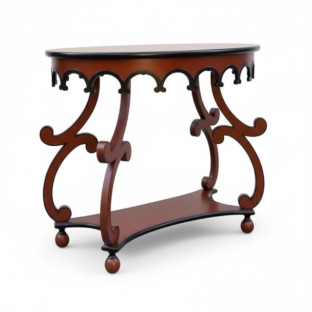 Chelsea House Inc Modern Chippendale Red & Black Painted Console Table Att. Chelsea House For Sale - Image 4 of 6