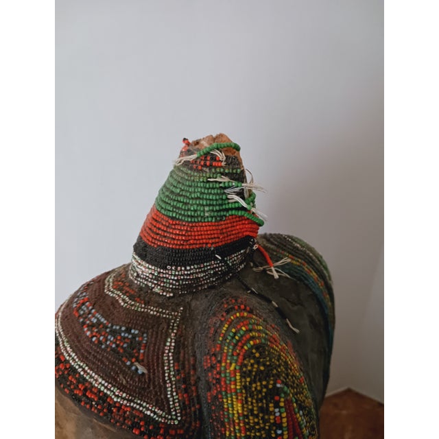 Stunning West African Bust - Wood, Metal, Beads, and Cowrie Shells Early 20th C. For Sale - Image 6 of 7