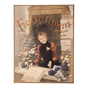 1889 Antique French Figaro Illustre Chromolithograph-Flower Seller, Matted