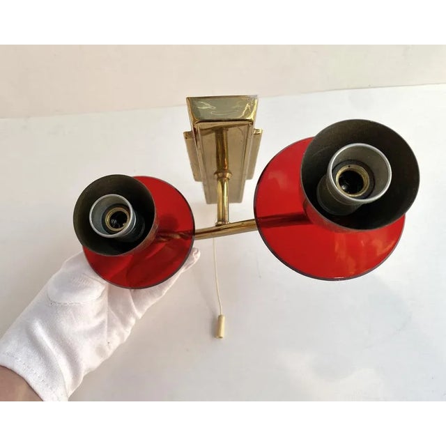 Vintage Wall Sconces in Gilt Brass with Acrylic Glass Elements, Germany, 1979, Set of 2 For Sale - Image 6 of 8