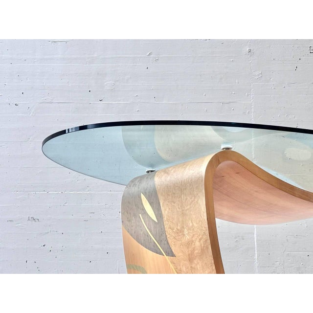 Sculptural Dining Table with Inlays and Glass Top by Carlo Malnati, Italy, 1980s For Sale - Image 3 of 16