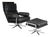 Set of Vintage Lounge Chair and Ottoman in Black Leather by Arne Norell, 1960s For Sale