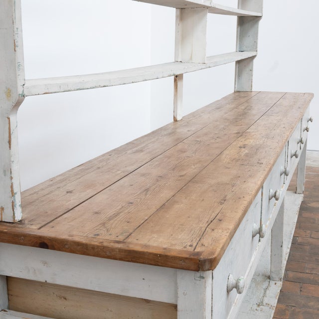 Large Vintage French Painted Wooden Grocery Store Cabinet, 1920 For Sale - Image 3 of 11