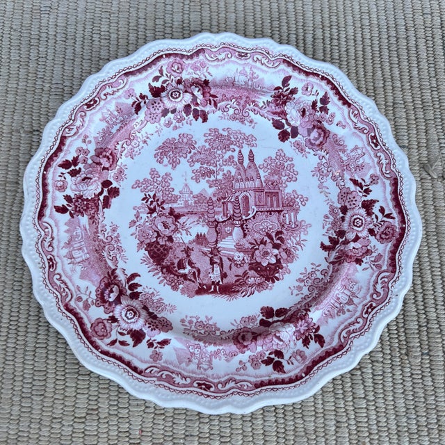 A Antique Staffordshire Red Transfer Decorated “Temple” Plate, Circa 1830's For Sale - Image 9 of 10