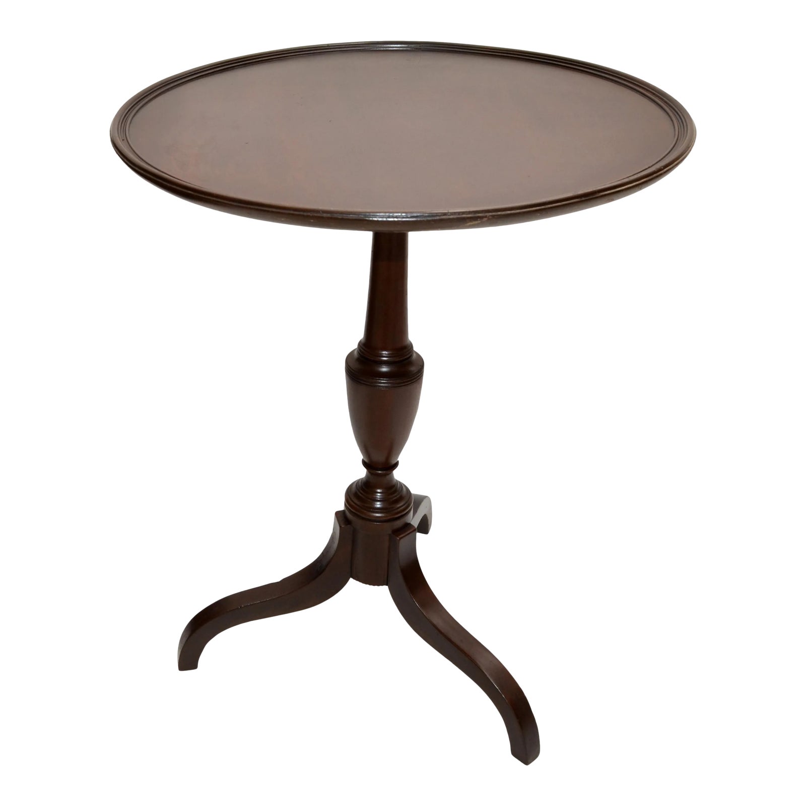 Victorian Style Vintage Flip Top Side Table Turned Wood & Brass Lock