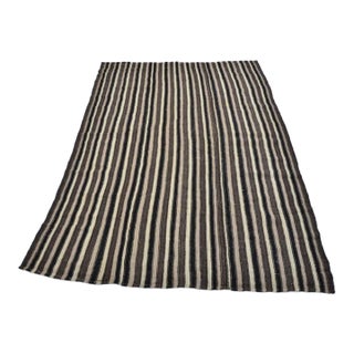 Vintage Mid-Century Turkish Striped Kilim Rug With Muted Earth Tones For Sale
