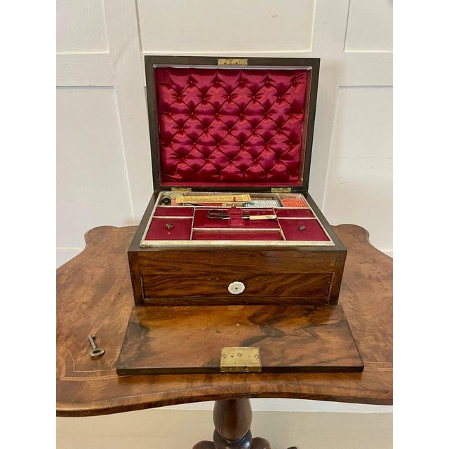 Antique Victorian Figured Walnut Sewing Box, 1860s For Sale - Image 9 of 13