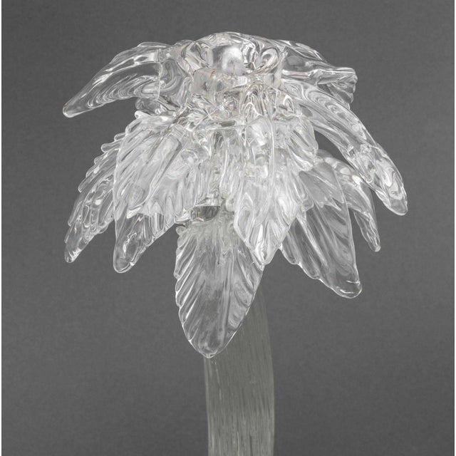 Modern Murano Clear Art Glass Palm Tree Candlesticks, 2 For Sale - Image 3 of 10