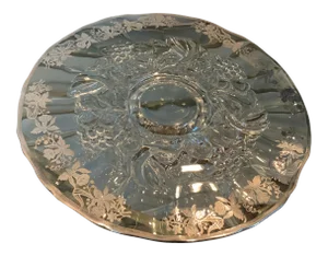 Vintage Silver and Glass Tray With Pedestal