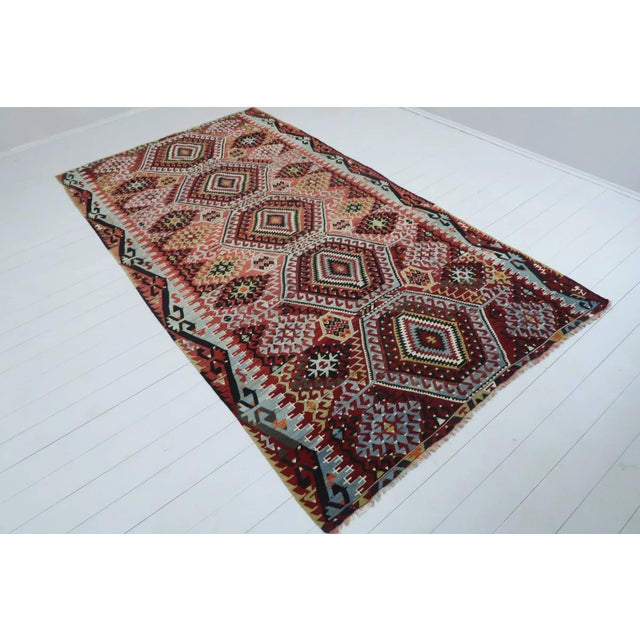 This beautiful rug from western of Turkey Denizli Nomads. Handspun Pure Wool.Kilim rug hosts an intriguing pallet of...