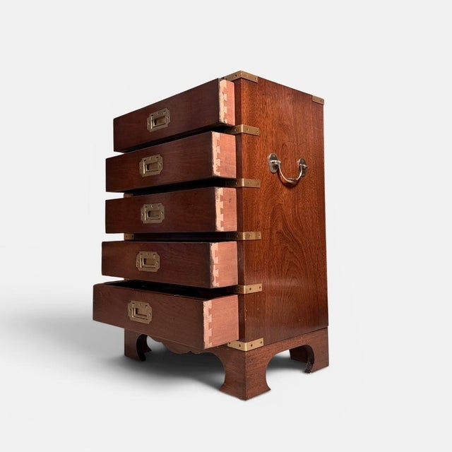 Mid-Century British Campaign Style Chest of Drawers For Sale - Image 5 of 10
