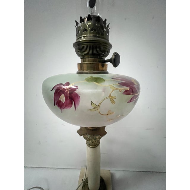 Cream Antique Marble and Bronze Oil Lamp Base, 1800s For Sale - Image 8 of 17