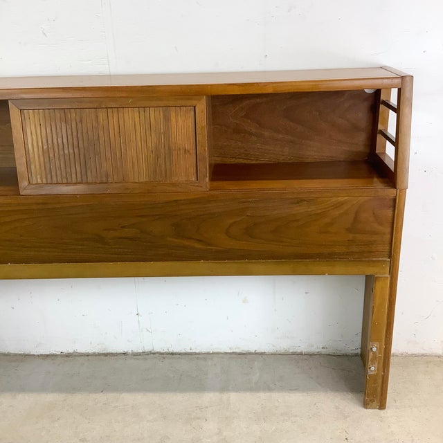 Kent Coffey Mid-Century Full-Size Walnut Storage Headboard With Sliding Front For Sale - Image 4 of 12