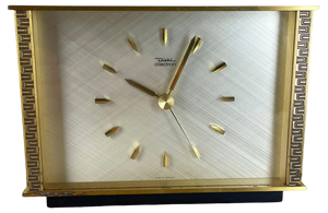 Vintage Modernist Metal Brass Table Clock by Diehl Dilectron, Germany, 1960s