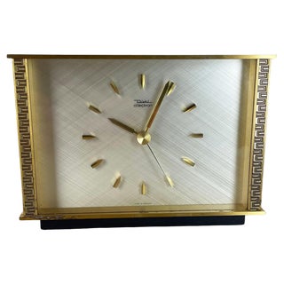 Vintage Modernist Metal Brass Table Clock from Diehl Dilectron, Germany, 1960s For Sale