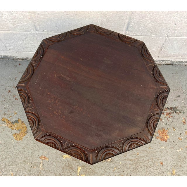 Hand Carved Tribal Octagonal Accent Table For Sale - Image 4 of 10