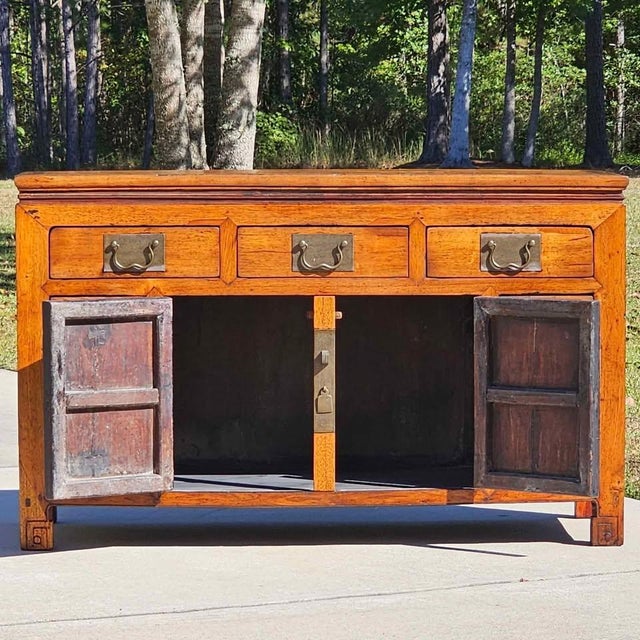 Antique Chinese Elm / Elmwood Altar Cabinet | Sideboard | Server | Sofa Table | Console | Credenza For Sale - Image 4 of 9