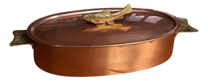 Vintage Large Copper Fish Cooker Pot with Fish Tail Handles and Lid Figure from Stoeckli Swiss, 1980s