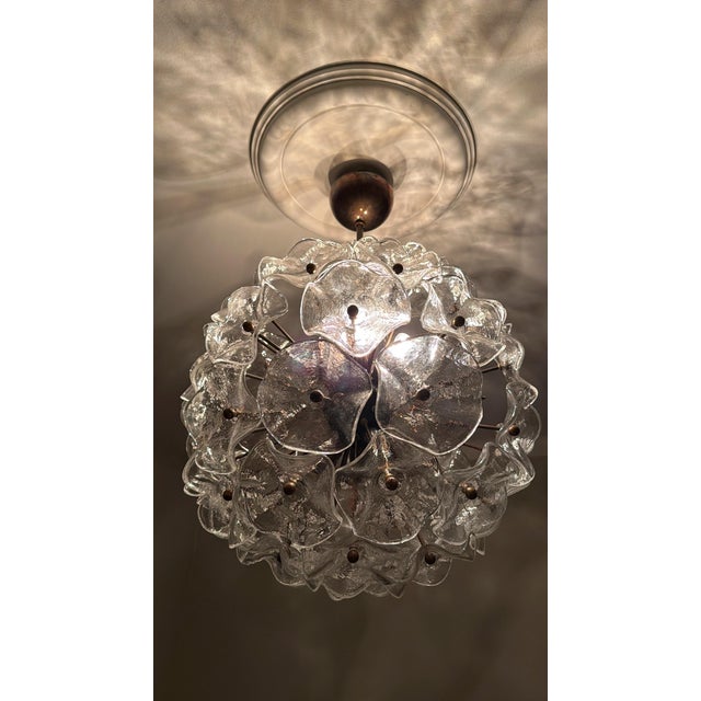 Italian Murano Glass Ball Chandelier with Floral Formed Prisms For Sale - Image 12 of 12