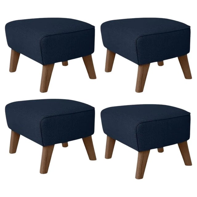 Blue and Smoked Oak Sahco Zero Footstools by Lassen, Set of 4 For Sale - Image 6 of 6