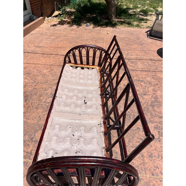 Boho Wicker Rattan Coastal Sofa Couch For Sale - Image 10 of 12