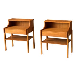 Pair of Vintage Teak Nightstands by Ab Carlstrom & Co. Mobelfabrik, Sweden For Sale
