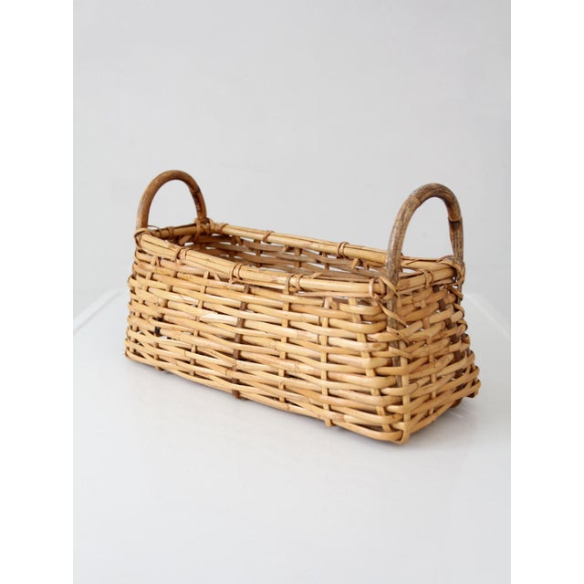 Vintage Wicker Basket With Bentwood Handles For Sale - Image 9 of 10
