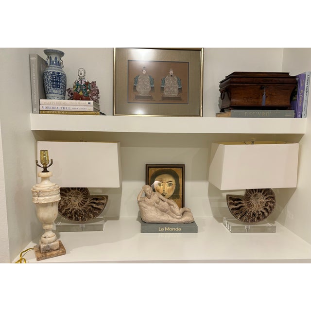 Antique Italian Hand Carved Alabaster Table Lamp For Sale - Image 4 of 18